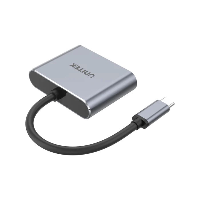 UNITEK USB-C Male To HDMI Plus Vga Female Adapter With Mst Dual Monitor Grey V1126a