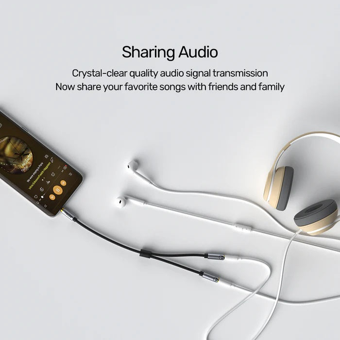 UNITEK Dual Audio Headphone Splitter 3.5mm Male To 2x35mm Female Cable Grey Y-C956abk