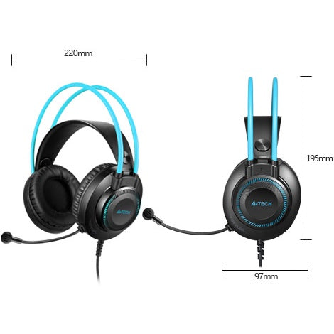 A4Tech FH200i Conference Over-Ear Headphone with Noise Cancelling Mic & Dual Jack Adapter Blue