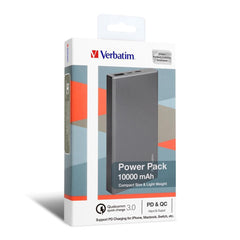 Verbatim 10000mah 18w Quick Charge 3.0 & Pd Compact Size Powerbank Gray 65837