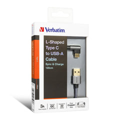 Verbatim L-Shaped Type-C To USB-A Cable Quick Charge 3.0 120cm Grey 66193