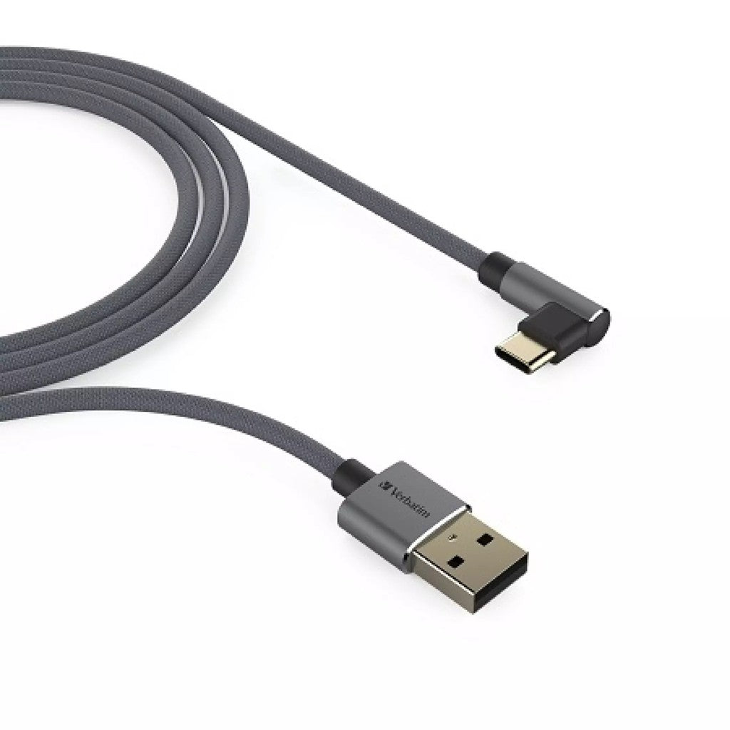 Verbatim L-Shaped Type-C To USB-A Cable Quick Charge 3.0 120cm Grey 66193
