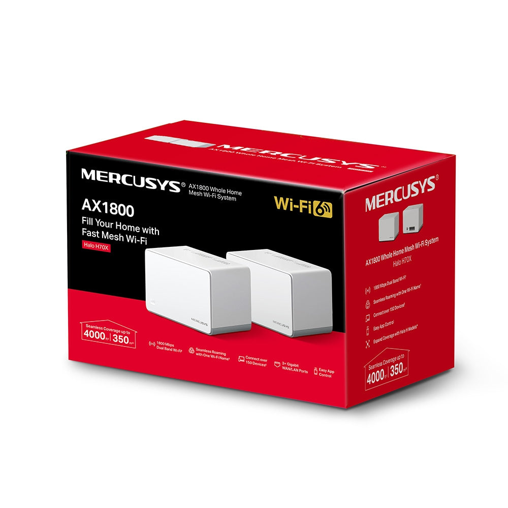 Mercusys Halo H70X AX1800 Whole Home Mesh WiFi System WiFi6 Gigabit 2PACK