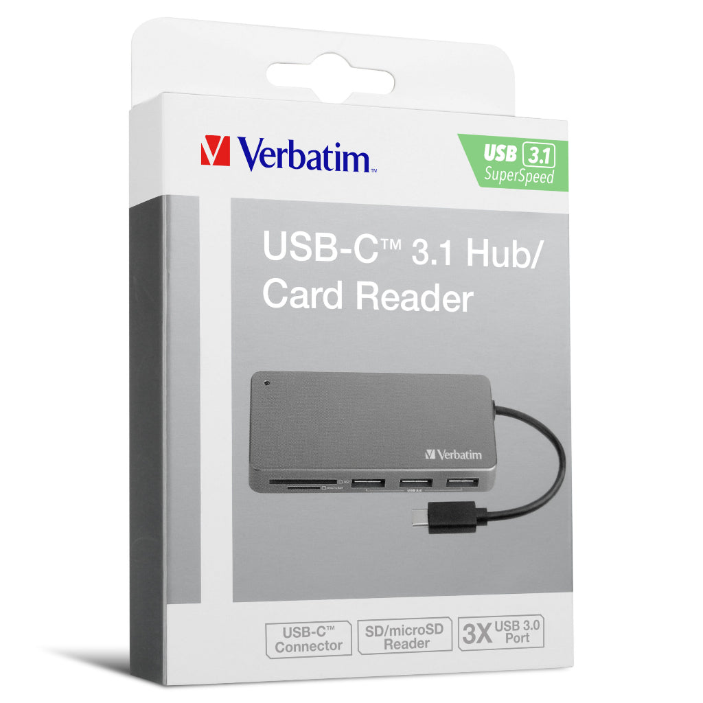 Verbatim Type-C 3xUSB 3.0 Hub and Card Reader SD/MicroSD 65679