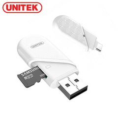 UNITEK USB-A USB-C To MicroSD Card Reader White Y-9323