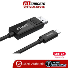 UNITEK USB-C Male To Display Port 4k 8k 1.4 Cable Black 1m V1146a
