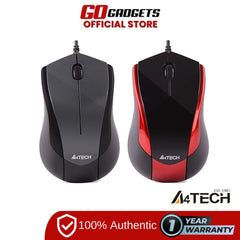 A4Tech N-400 V Track USB Wired Mouse Glossy Grey, Red Black