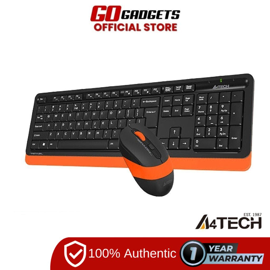 A4Tech Fstyler Fg1010 Wireless Keyboard Mouse Combo USB Orange