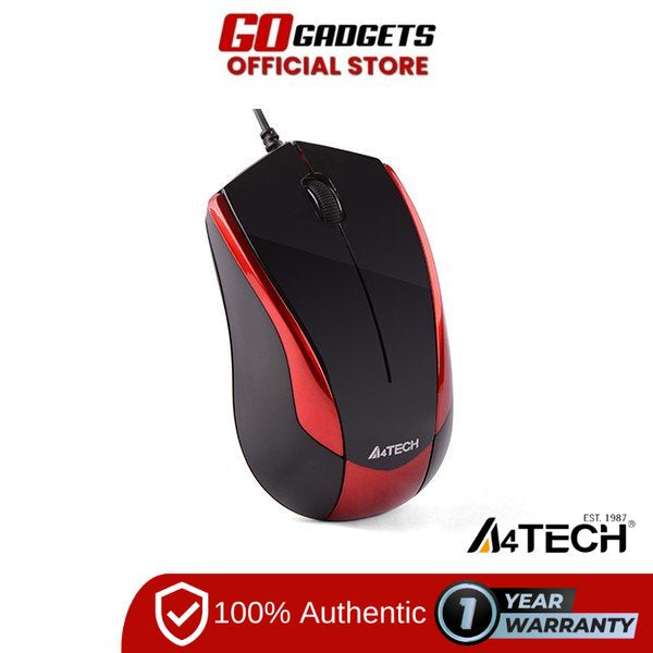 A4Tech N-400-2 V Track USB Wired Mouse Red Black