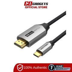 Vention 2M USB-C to HDMI Cable 4K@60Hz HDCP 2.2 PVC Cotton Braided Aluminum Alloy Black CRBBH